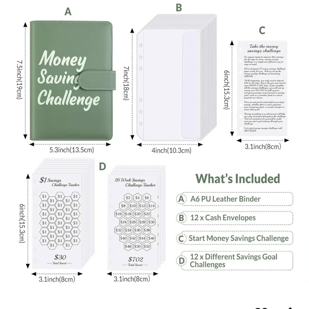 Green Money Saving Challenge Binder